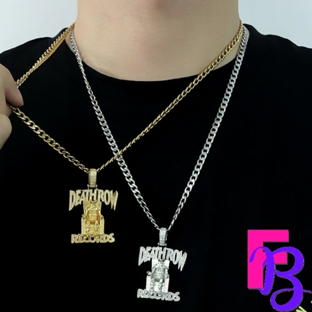 *NEW!* 14K Iced Death Row Records Pendant & Chain - Picture 10 of 16